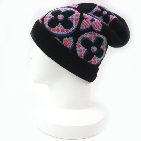 LOUIS VUITTON Knit cap M73898 Main: 100% wool Black Pink Blue Gray type Bone Giant mens Used Authentic