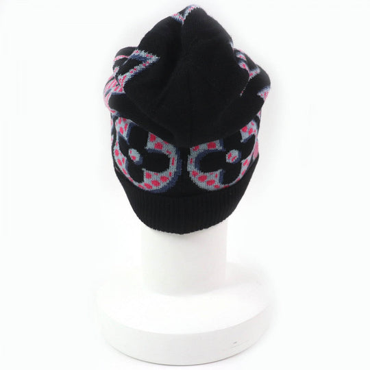 LOUIS VUITTON Knit cap M73898 Main: 100% wool Black Pink Blue Gray type Bone Giant mens Used Authentic