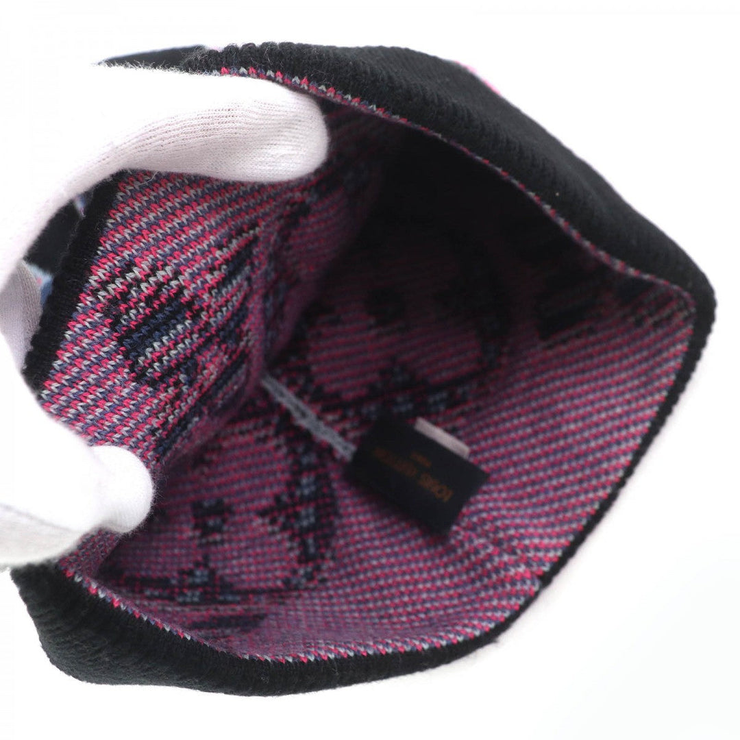 LOUIS VUITTON Knit cap M73898 Main: 100% wool Black Pink Blue Gray type Bone Giant mens Used Authentic