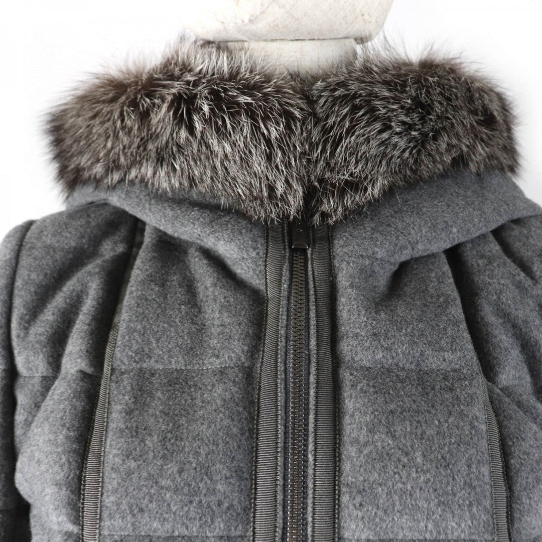 Rene Down jacket 6738740 Main: 100% wool, Filling: 90% down, Filling: 10% feather, Part: 100% rayon, Fur: fox gray Women 34 Used Authentic