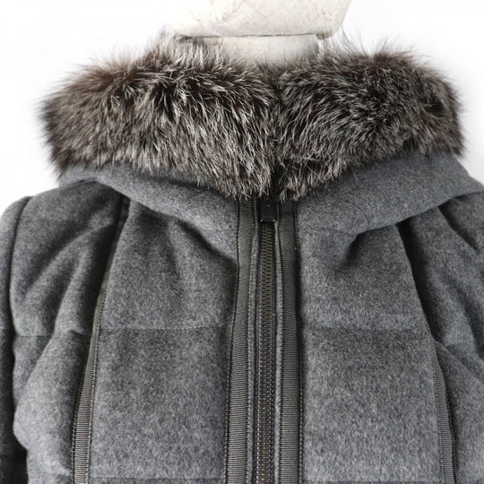 Rene Down jacket 6738740 Main: 100% wool, Filling: 90% down, Filling: 10% feather, Part: 100% rayon, Fur: fox gray Women 34 Used Authentic