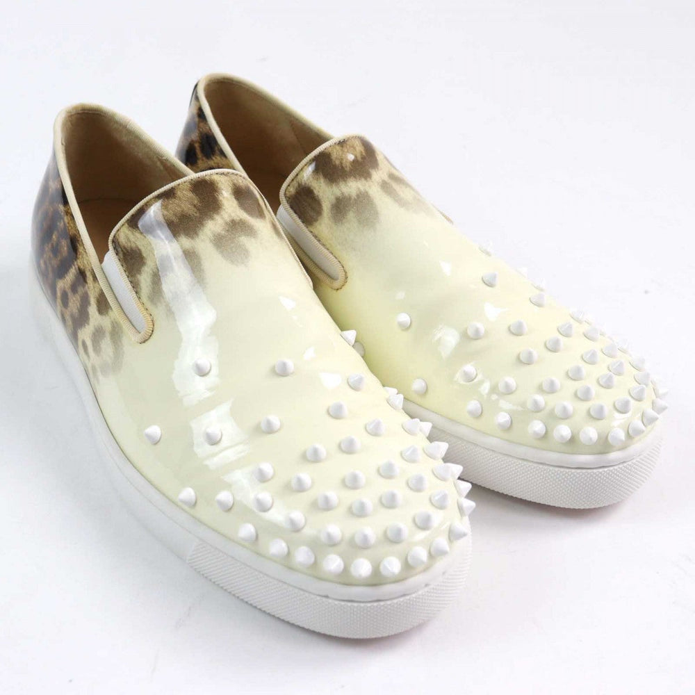 Christian Louboutin Slip-on Main: Patent leather Ivory Brown type mens 42 Used Authentic