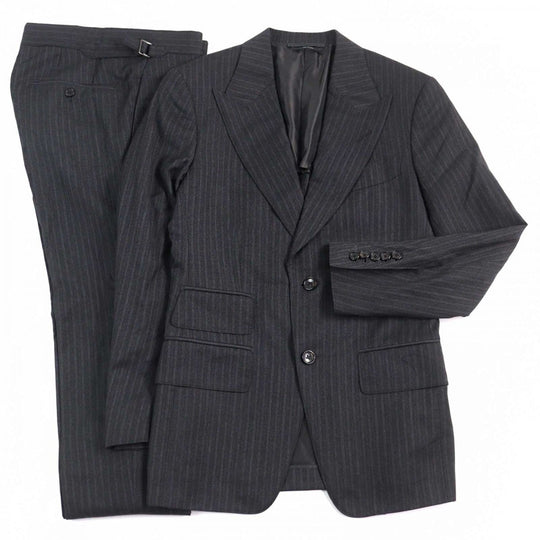 TOM FORD suit 24DL4W Outer: 100% wool, Lining: 50% silk, Lining: 50% rayon Grey Stripe Pattern WINDSOR Windsor mens 44 Used Authentic