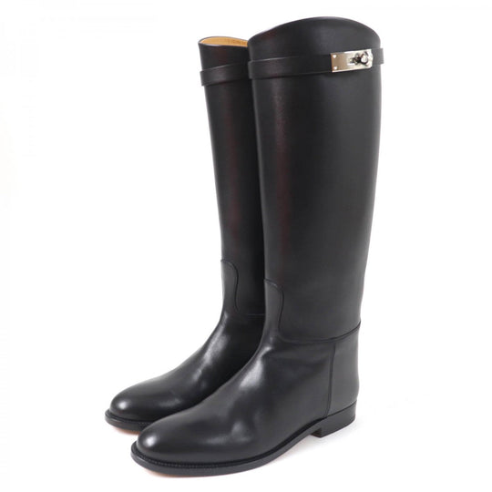 HERMES Knee-high boots Main: Leather black Women 37 Used Authentic