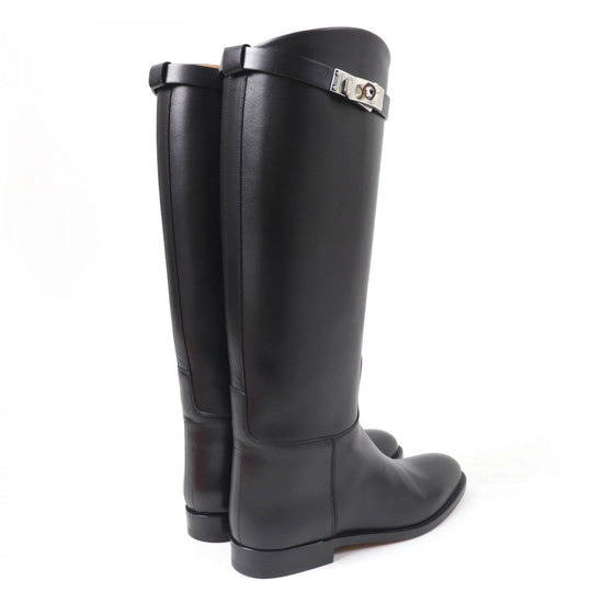 HERMES Knee-high boots Main: Leather black Women 37 Used Authentic