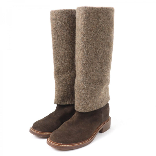 CHANEL Knee-high boots 14B G30099 X15131 Main: Suede leather Brown Women 38.5 Used Authentic