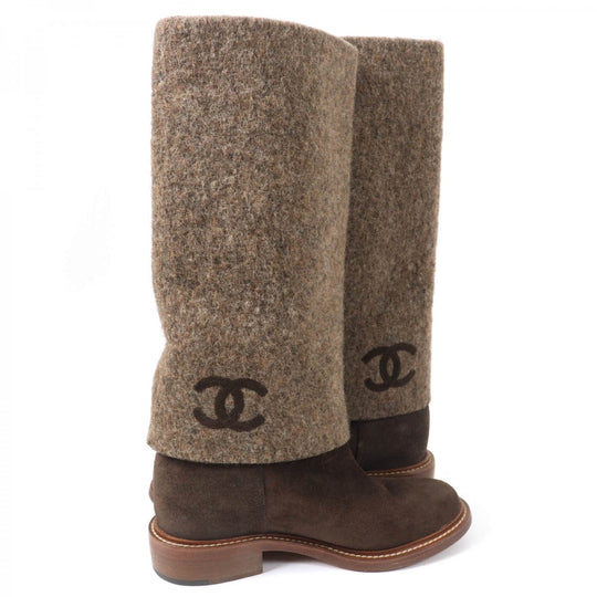 CHANEL Knee-high boots 14B G30099 X15131 Main: Suede leather Brown Women 38.5 Used Authentic