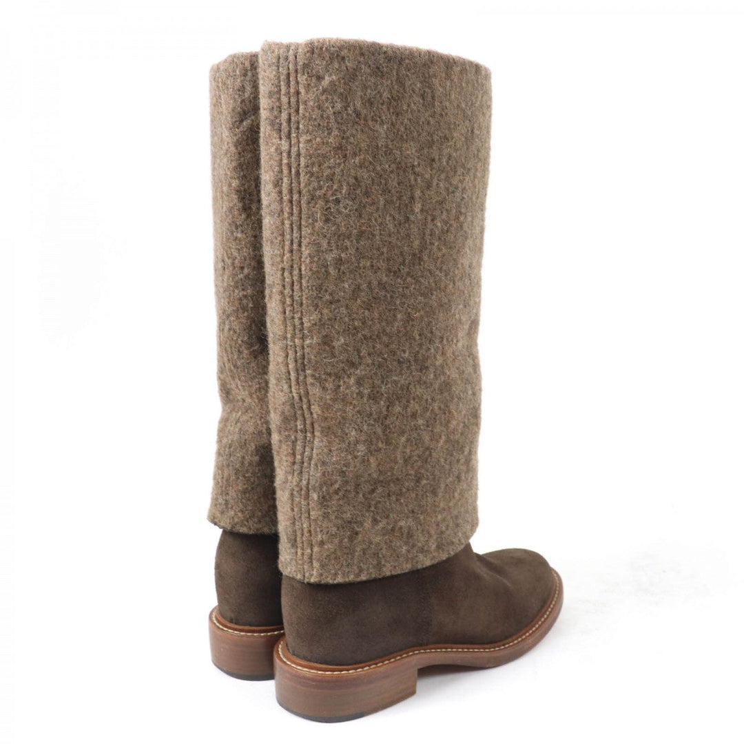 CHANEL Knee-high boots 14B G30099 X15131 Main: Suede leather Brown Women 38.5 Used Authentic