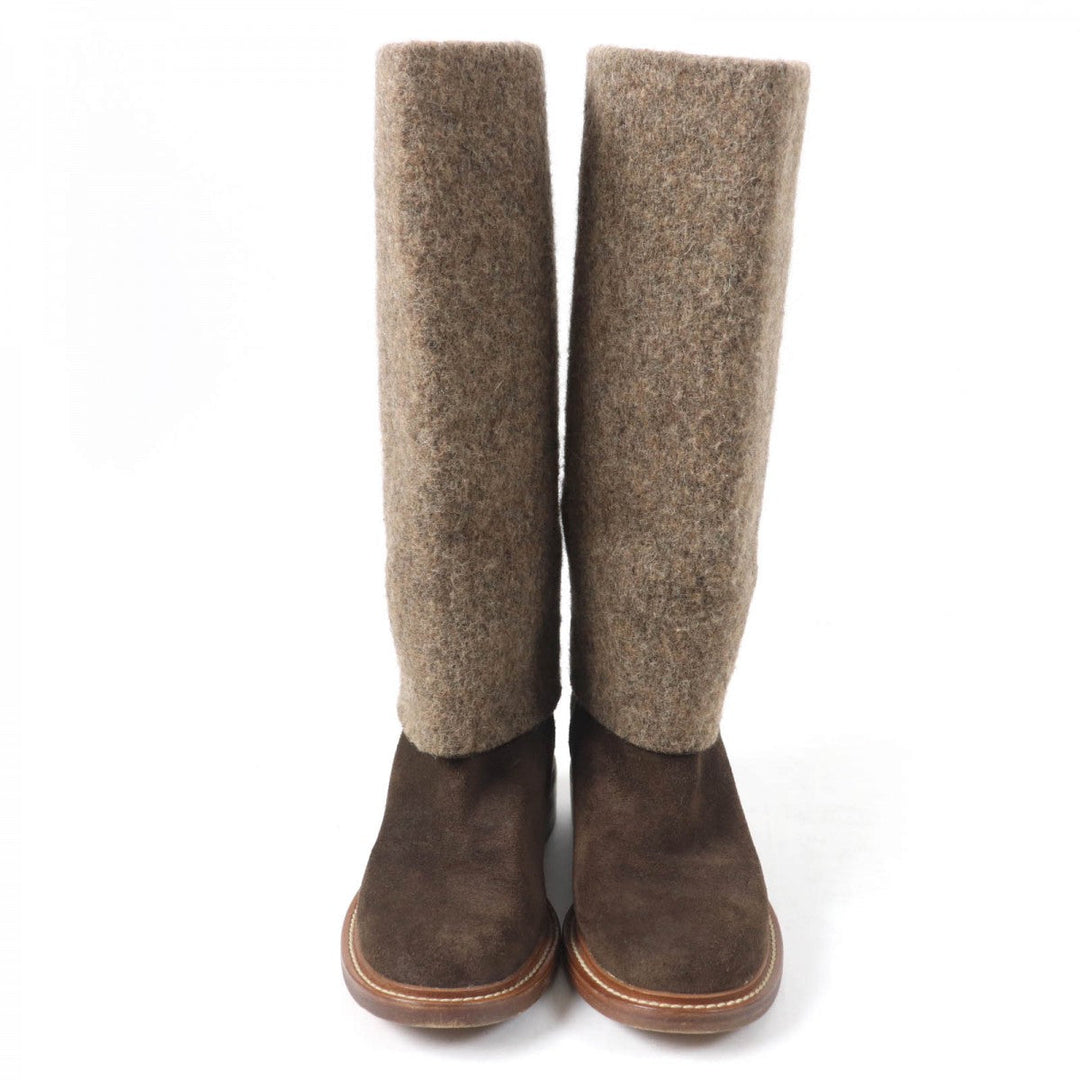 CHANEL Knee-high boots 14B G30099 X15131 Main: Suede leather Brown Women 38.5 Used Authentic
