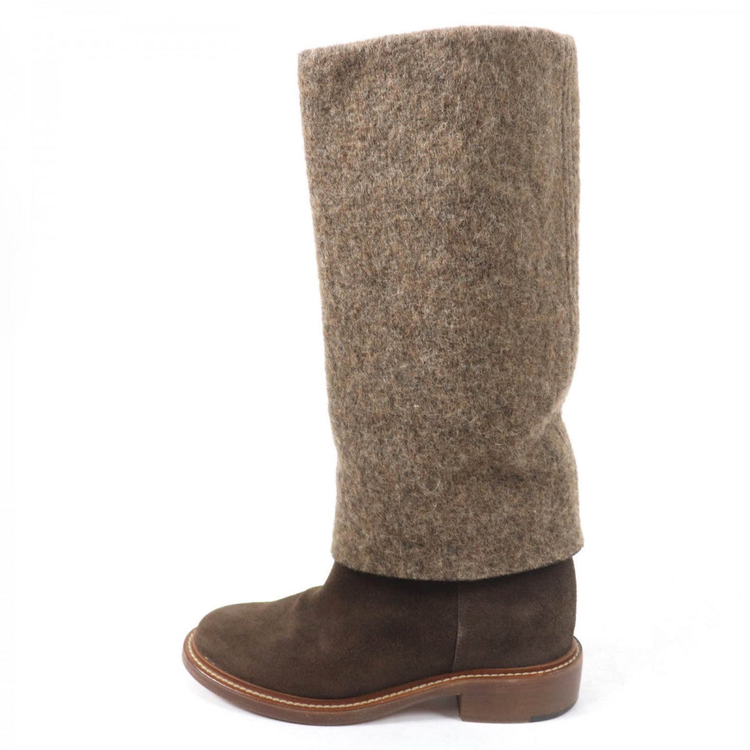 CHANEL Knee-high boots 14B G30099 X15131 Main: Suede leather Brown Women 38.5 Used Authentic