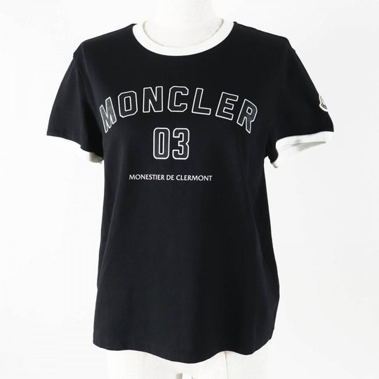 MONCLER Short sleeve T-shirt Main: 100% cotton, Part: 100% cotton black Women S Used Authentic