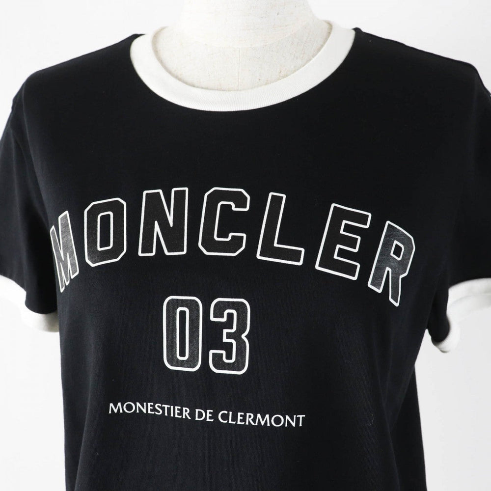 MONCLER Short sleeve T-shirt Main: 100% cotton, Part: 100% cotton black Women S Used Authentic