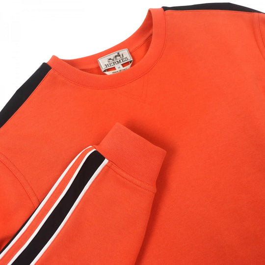 HERMES sweat Main: 100% cotton, part: 90% cotton, part: 10% polyurethane, part: 80% nylon, part: 20% polyurethane Orange black white Run H mens XS Used Authentic