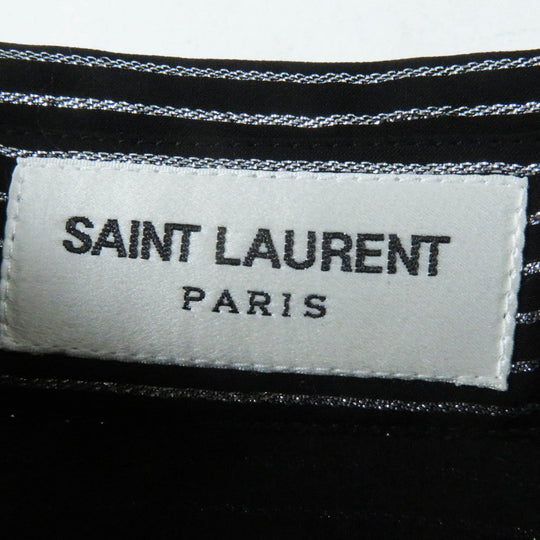 SAINT LAURENT PARIS Long sleeve shirt 512192 Main: 91% silk, Main: 9% polyester, Part: 100% silk Black Silver Women 38 Used Authentic