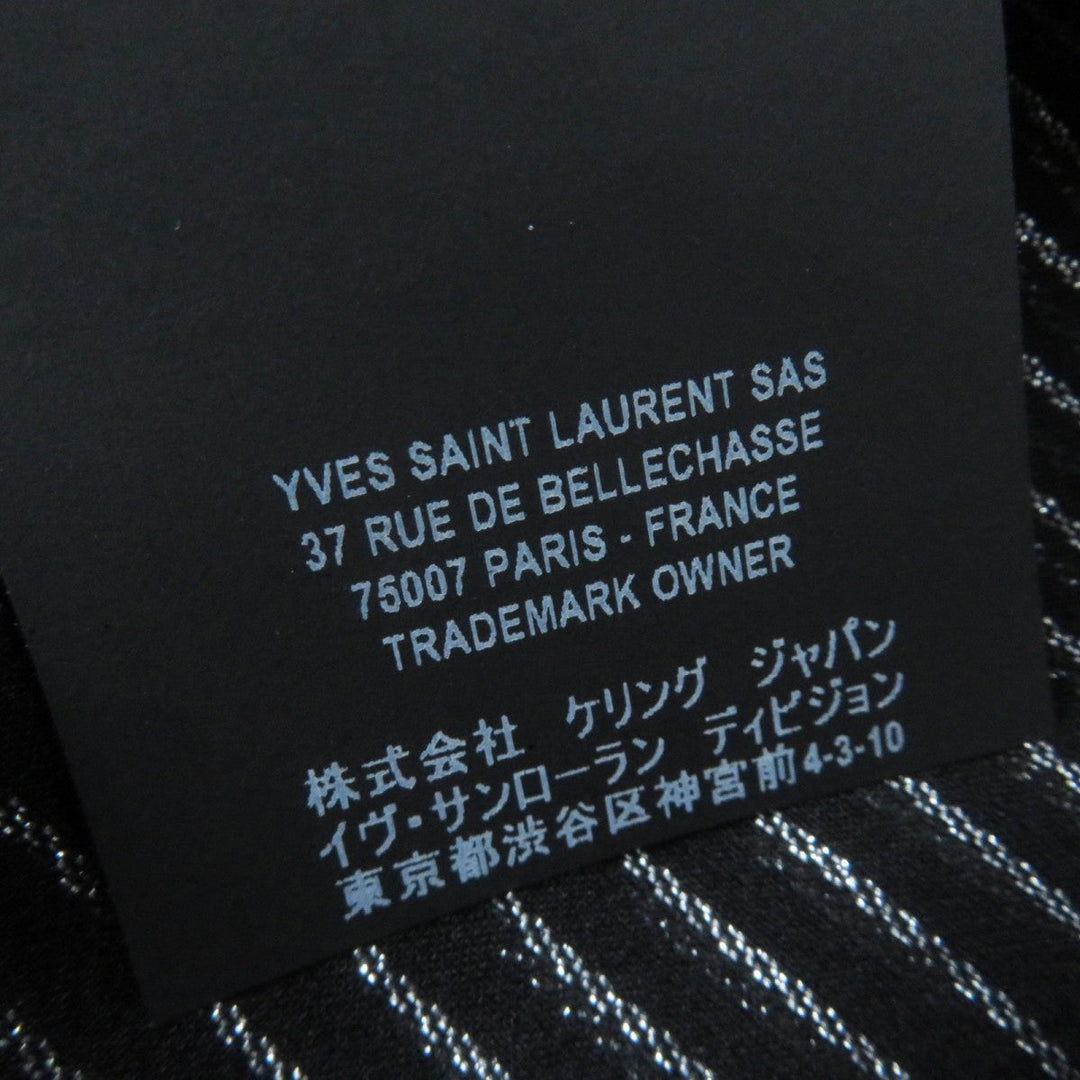 SAINT LAURENT PARIS Long sleeve shirt 512192 Main: 91% silk, Main: 9% polyester, Part: 100% silk Black Silver Women 38 Used Authentic