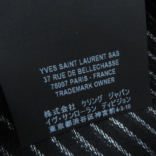 SAINT LAURENT PARIS Long sleeve shirt 512192 Main: 91% silk, Main: 9% polyester, Part: 100% silk Black Silver Women 38 Used Authentic