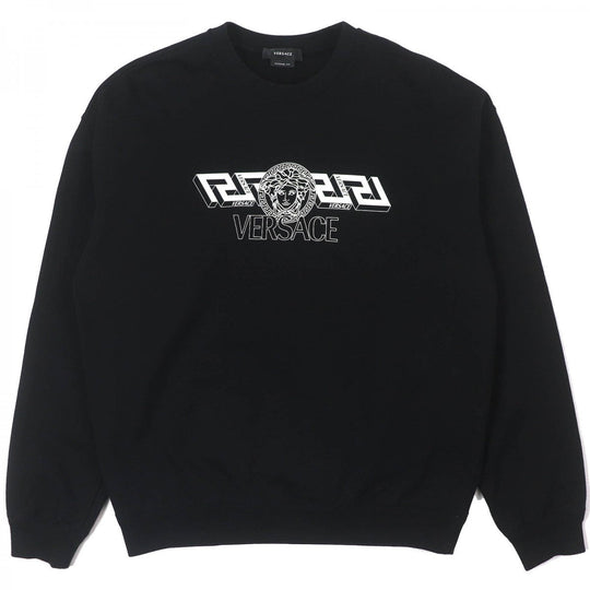 VERSACE sweat 1003992 Main: 100% cotton, Part: 100% cotton Black White La Greca mens M Used Authentic
