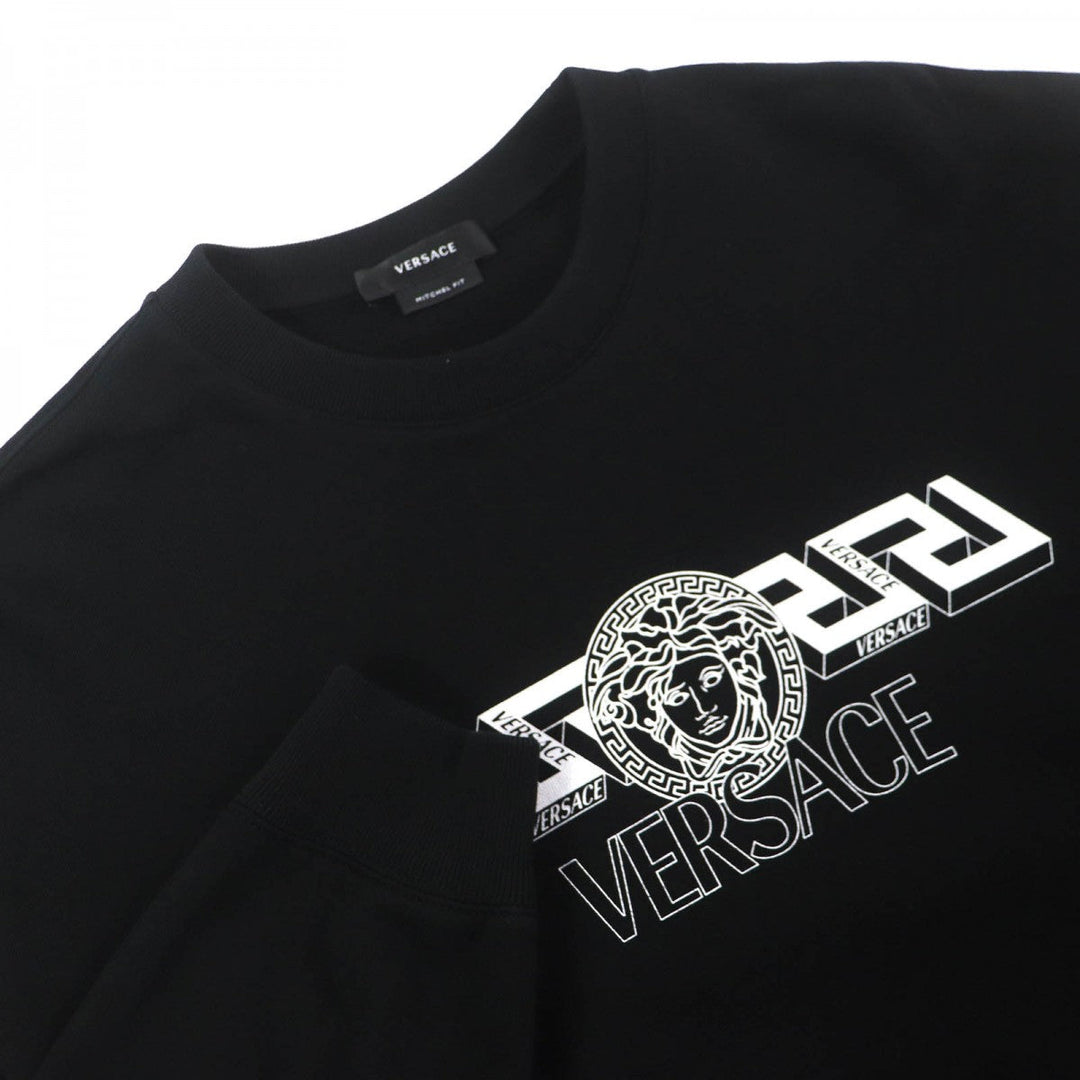 VERSACE sweat 1003992 Main: 100% cotton, Part: 100% cotton Black White La Greca mens M Used Authentic