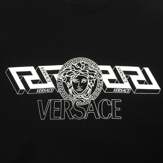 VERSACE sweat 1003992 Main: 100% cotton, Part: 100% cotton Black White La Greca mens M Used Authentic