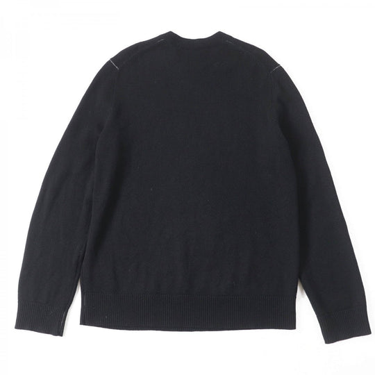 BURBERRY knit 8072111 Main: 100% cashmere, Part: 100% cotton black mens M Used Authentic