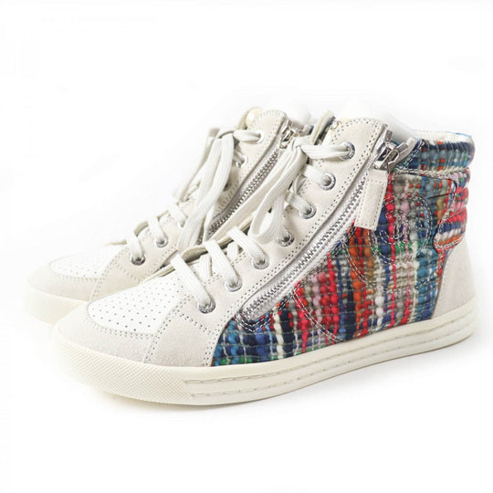 CHANEL High cut sneakers G29918 Main: Suede leather light gray multi Women 36 Used Authentic
