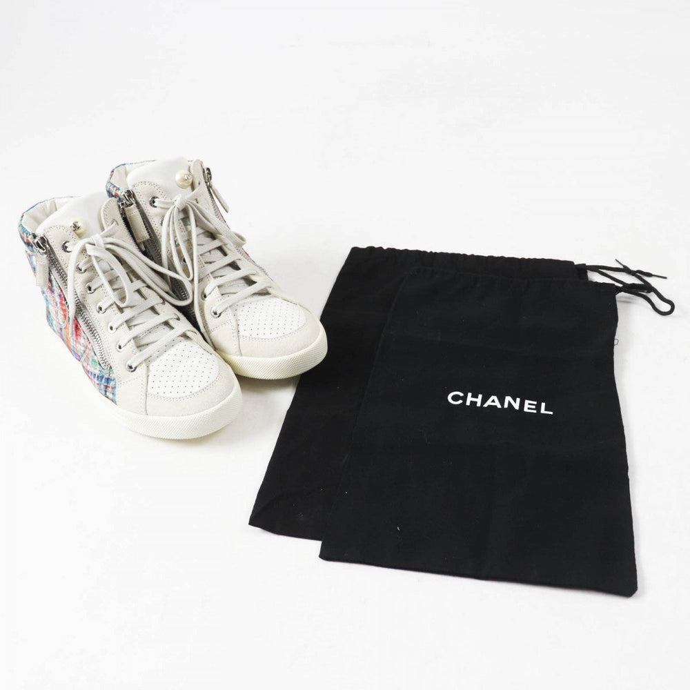 CHANEL High cut sneakers G29918 Main: Suede leather light gray multi Women 36 Used Authentic