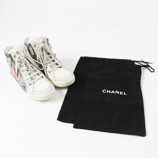 CHANEL High cut sneakers G29918 Main: Suede leather light gray multi Women 36 Used Authentic