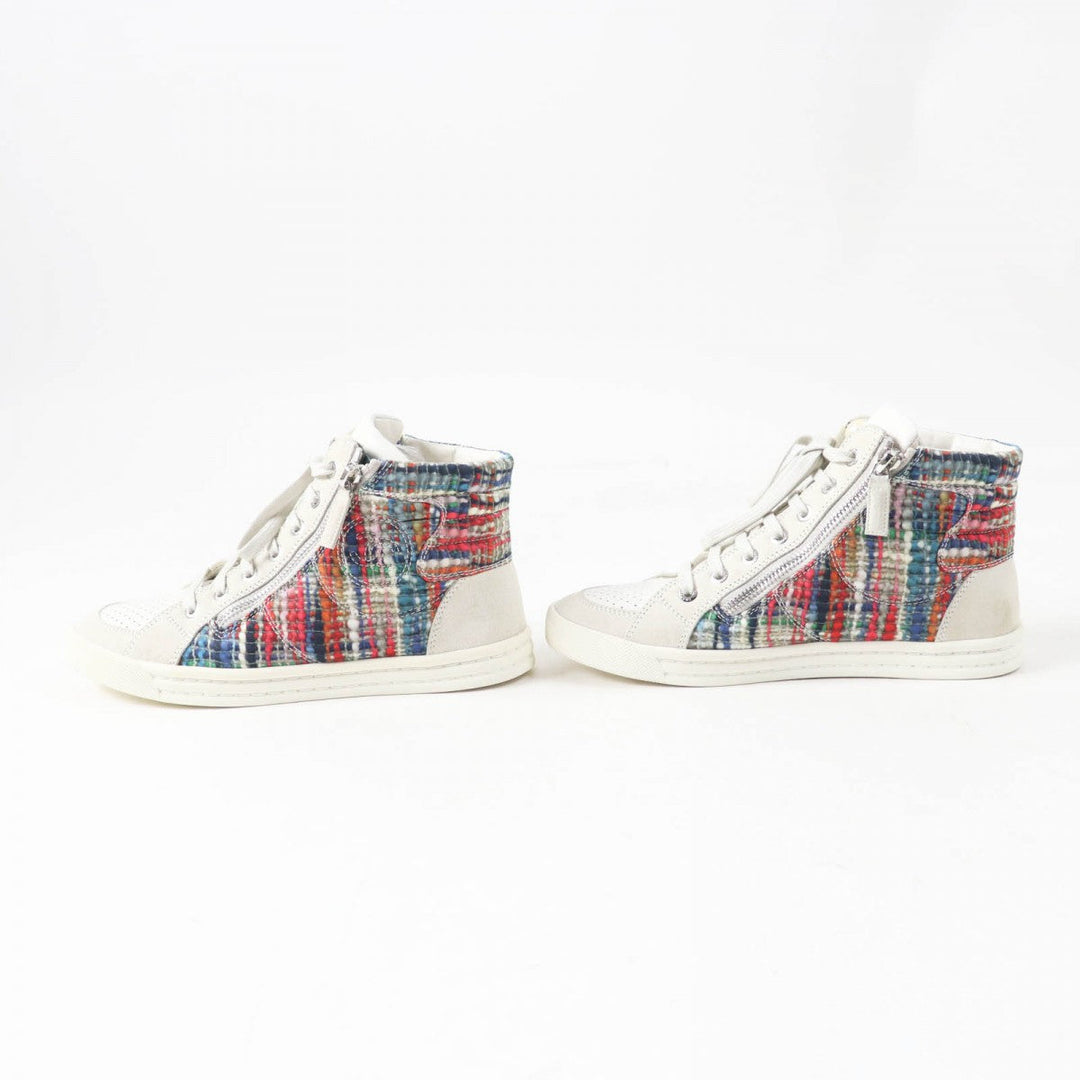 CHANEL High cut sneakers G29918 Main: Suede leather light gray multi Women 36 Used Authentic