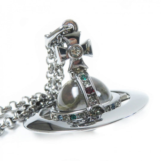 Vivienne Westwood Necklace Silver plated, Natural stone, Rhinestone Gunmetal Multi Giant Rhinestones Orb Necklace Large