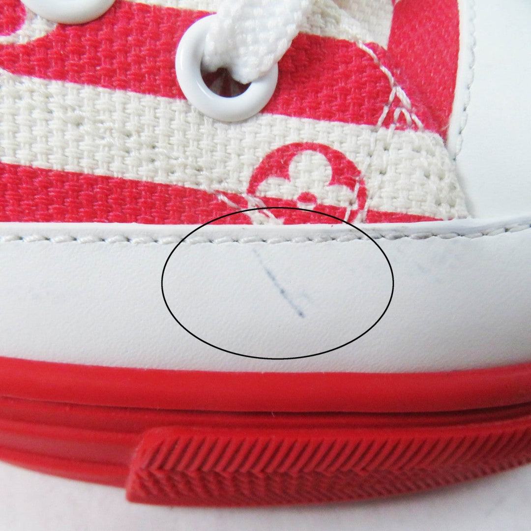 LOUIS VUITTON Low cut sneakers Part: Leather, Part: Canvas Red white Stellar line Women 35.5 Used Authentic