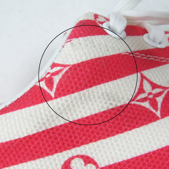 LOUIS VUITTON Low cut sneakers Part: Leather, Part: Canvas Red white Stellar line Women 35.5 Used Authentic