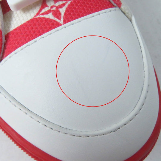 LOUIS VUITTON Low cut sneakers Part: Leather, Part: Canvas Red white Stellar line Women 35.5 Used Authentic
