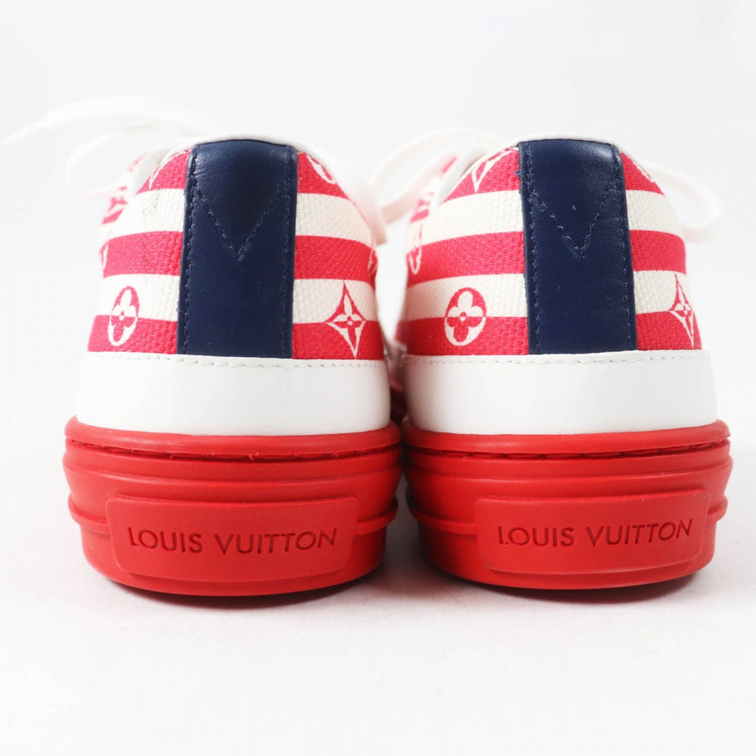 LOUIS VUITTON Low cut sneakers Part: Leather, Part: Canvas Red white Stellar line Women 35.5 Used Authentic