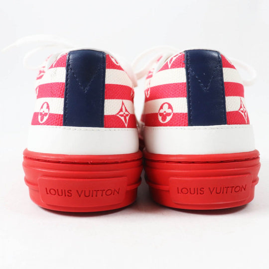 LOUIS VUITTON Low cut sneakers Part: Leather, Part: Canvas Red white Stellar line Women 35.5 Used Authentic