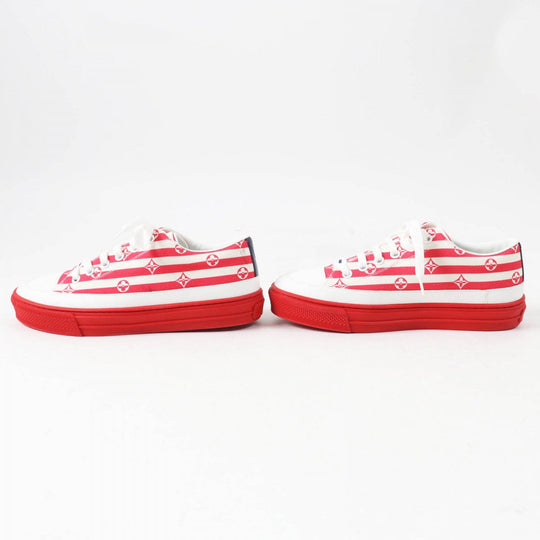 LOUIS VUITTON Low cut sneakers Part: Leather, Part: Canvas Red white Stellar line Women 35.5 Used Authentic