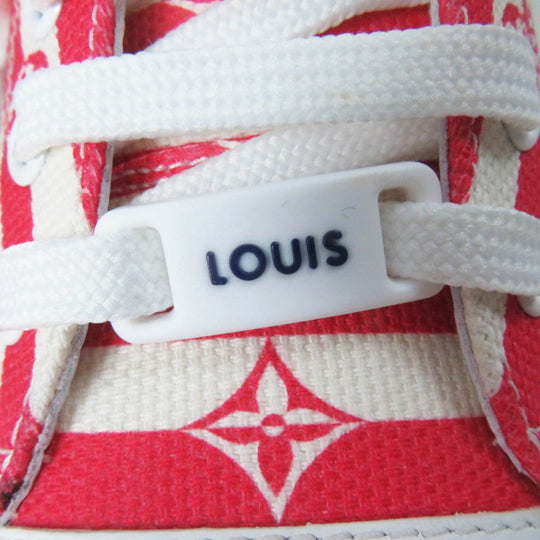 LOUIS VUITTON Low cut sneakers Part: Leather, Part: Canvas Red white Stellar line Women 35.5 Used Authentic