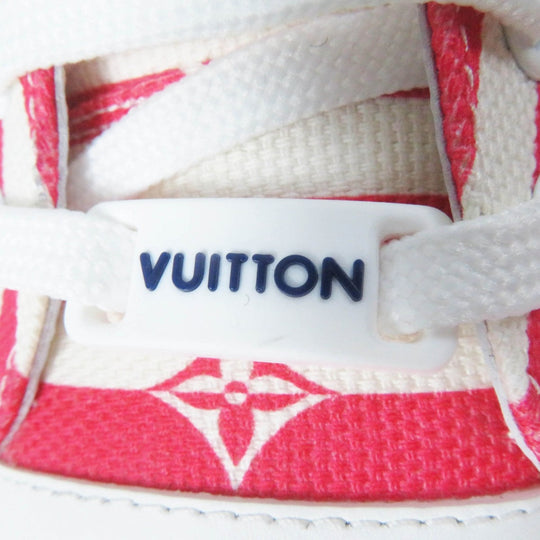 LOUIS VUITTON Low cut sneakers Part: Leather, Part: Canvas Red white Stellar line Women 35.5 Used Authentic