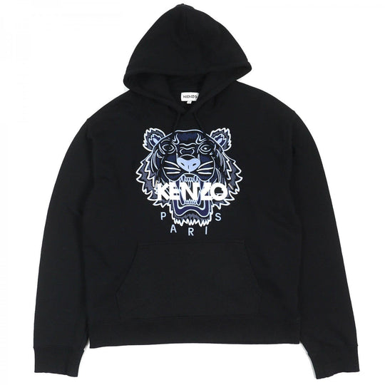 KENZO Hoodie FB55SW3104XA Main: 100% cotton, Part: 98% cotton, Part: 2% polyurethane, Part: 100% polyester, Part: 95% cotton Black White Blue type mens XL Used Authentic