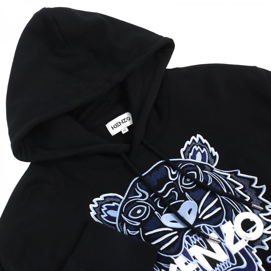 KENZO Hoodie FB55SW3104XA Main: 100% cotton, Part: 98% cotton, Part: 2% polyurethane, Part: 100% polyester, Part: 95% cotton Black White Blue type mens XL Used Authentic