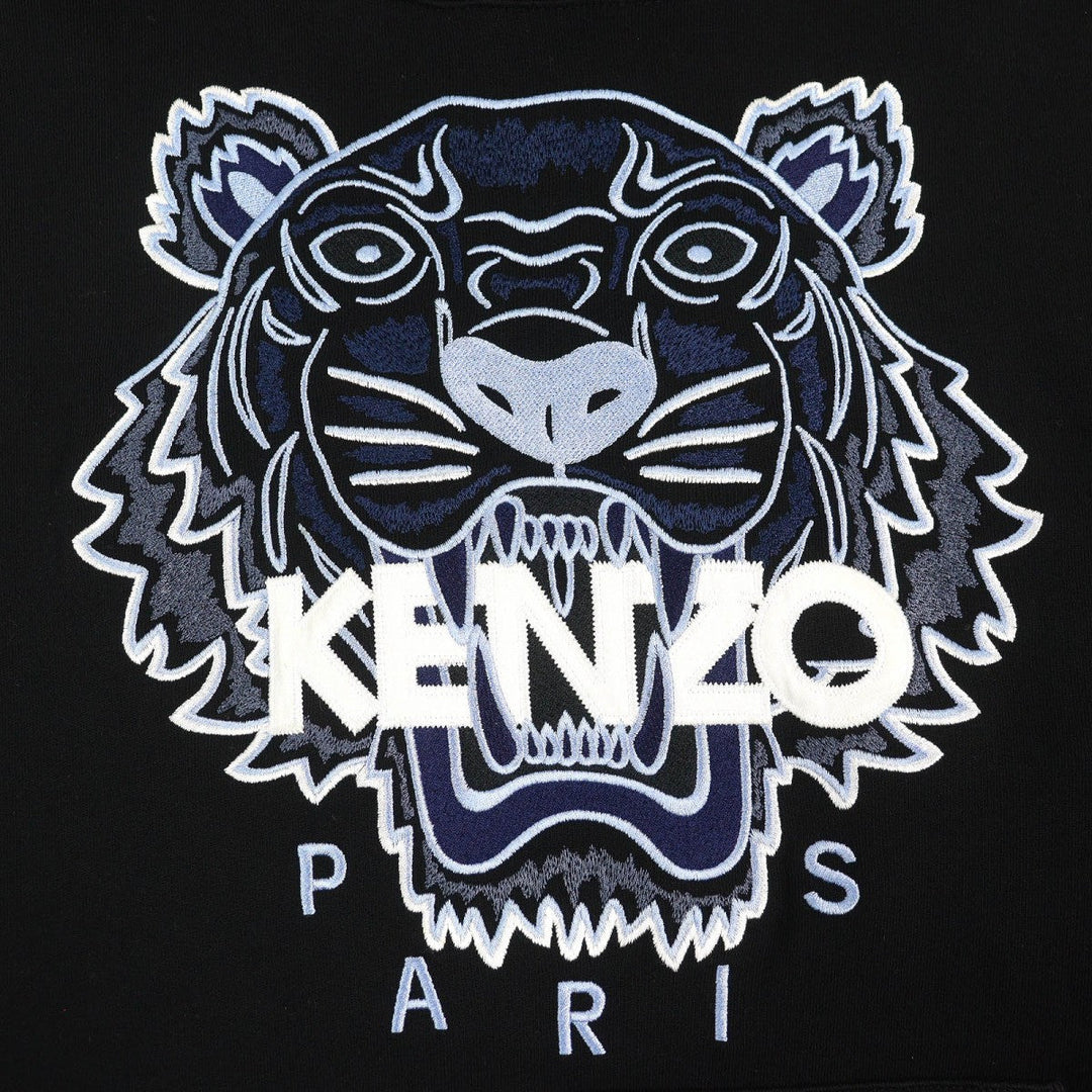 KENZO Hoodie FB55SW3104XA Main: 100% cotton, Part: 98% cotton, Part: 2% polyurethane, Part: 100% polyester, Part: 95% cotton Black White Blue type mens XL Used Authentic