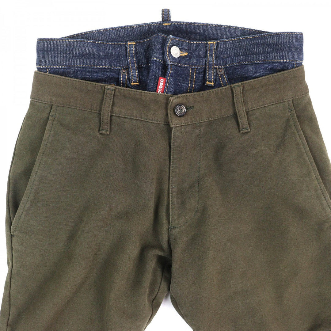 DSQUARED2 Pants S74FZ0014 Outer: 100% cotton, part: 98% cotton, part: 2% polyurethane Khaki Indigo Blue mens 44 Used Authentic
