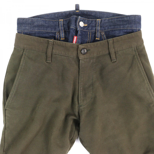 DSQUARED2 Pants S74FZ0014 Outer: 100% cotton, part: 98% cotton, part: 2% polyurethane Khaki Indigo Blue mens 44 Used Authentic