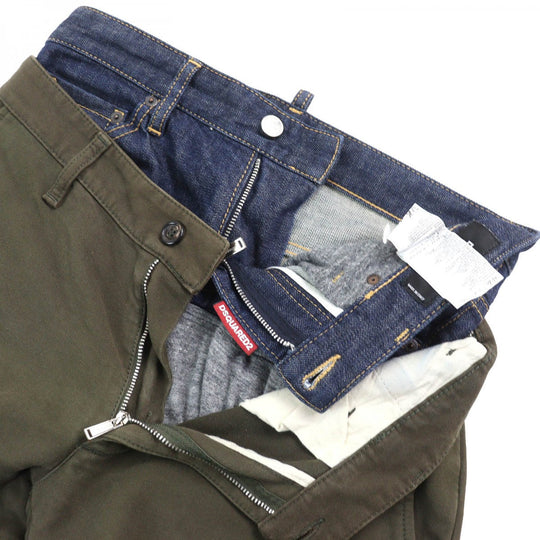 DSQUARED2 Pants S74FZ0014 Outer: 100% cotton, part: 98% cotton, part: 2% polyurethane Khaki Indigo Blue mens 44 Used Authentic