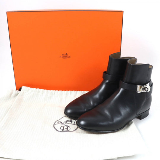 HERMES short boots Main: Leather black Neo Women 36.5 Used Authentic