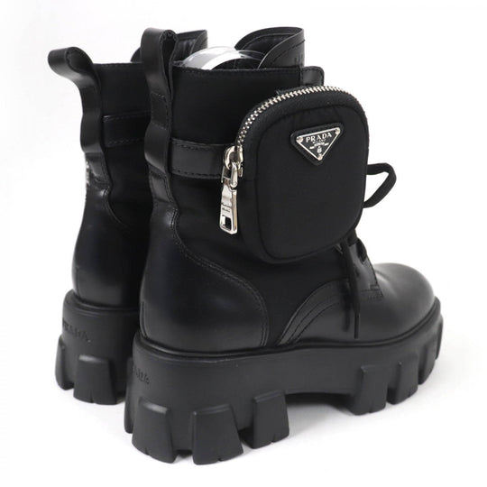 PRADA short boots 1T255M Main: Leather black monolith Women 35.5 Used Authentic