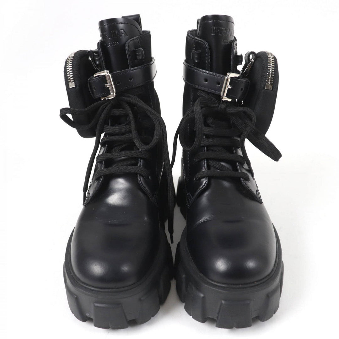 PRADA short boots 1T255M Main: Leather black monolith Women 35.5 Used Authentic