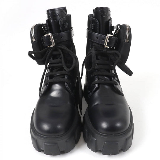 PRADA short boots 1T255M Main: Leather black monolith Women 35.5 Used Authentic