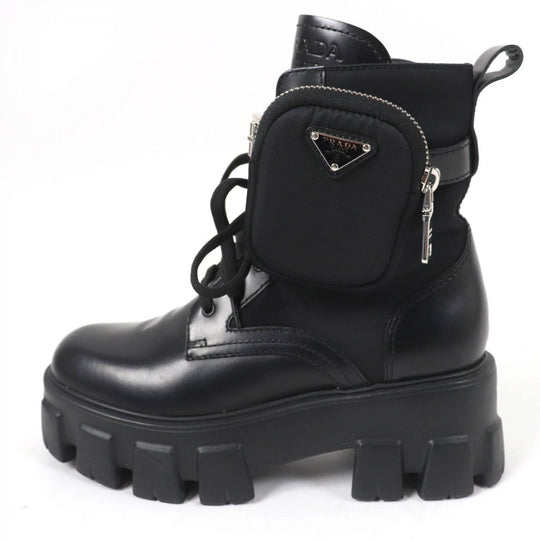 PRADA short boots 1T255M Main: Leather black monolith Women 35.5 Used Authentic
