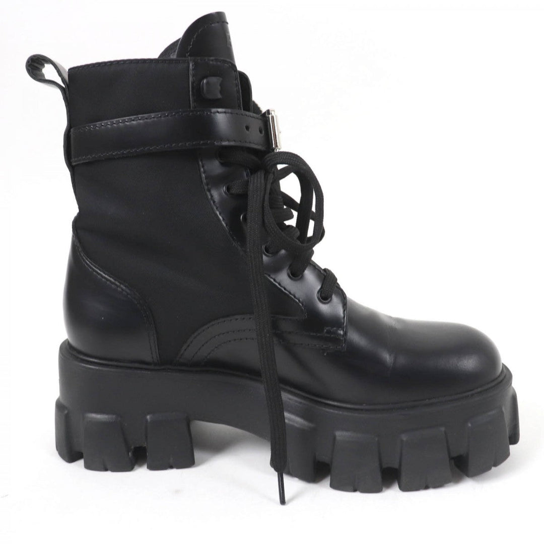 PRADA short boots 1T255M Main: Leather black monolith Women 35.5 Used Authentic