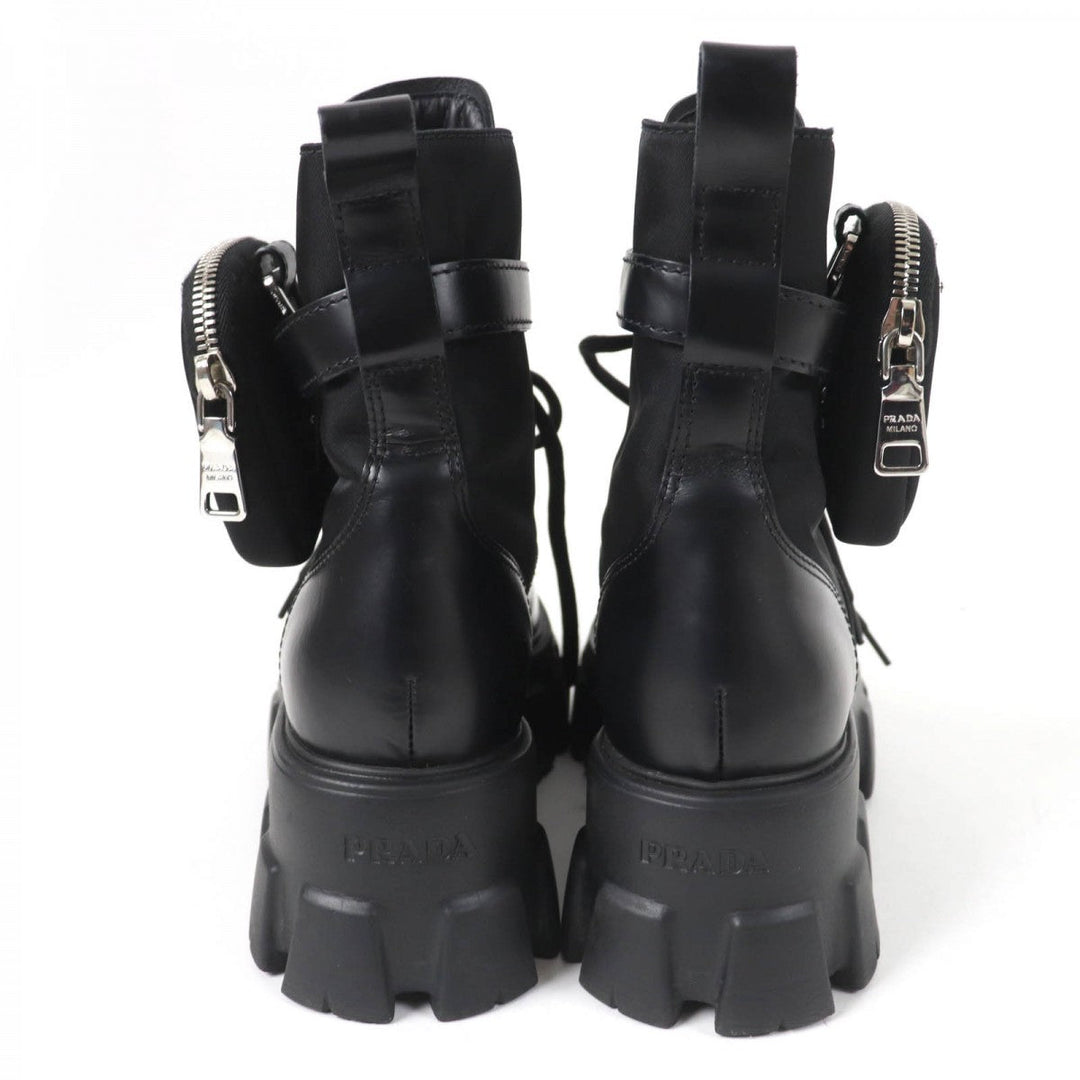 PRADA short boots 1T255M Main: Leather black monolith Women 35.5 Used Authentic